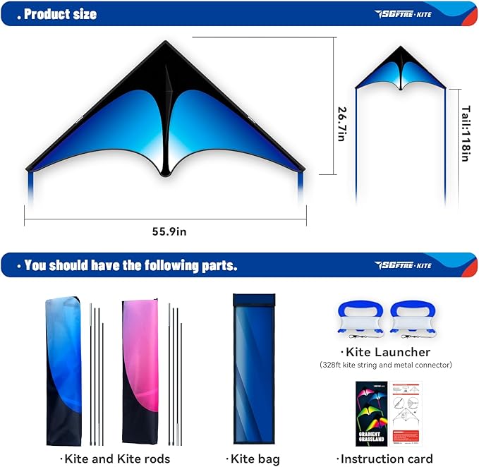 Delta Kite Set for Kids and Adults，Extremely Easy to Launch for Beginners, Perfect for Beaches and Parks，Kites for Beach Trip Park Family Outdoor Games and Activities