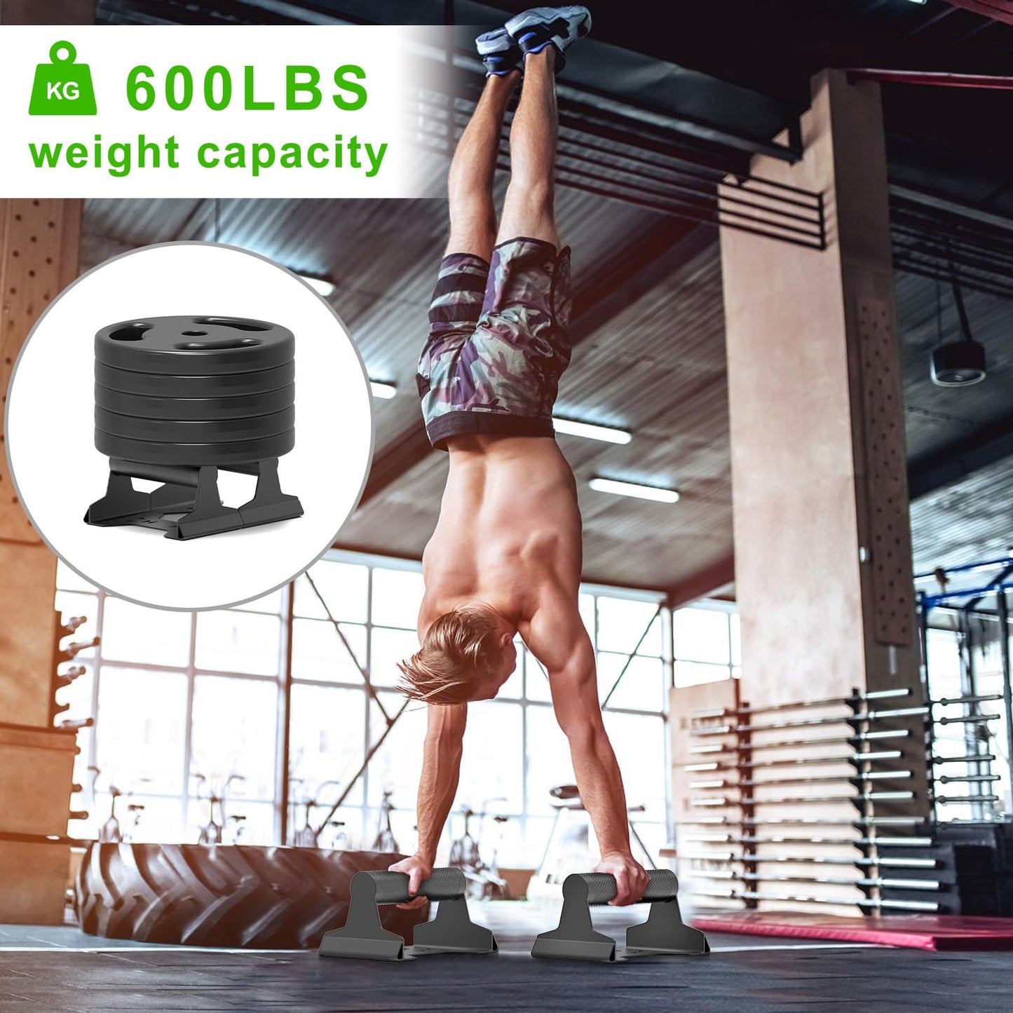 SELEWARE Push Up Bars, Heavy Duty Steel Push Up Stands with Non-Slip Knurled Handles & Lion Base, 600LB Capacity Parallettes Bars for Floor Workouts, Calisthenics, Strength Training, Handstand