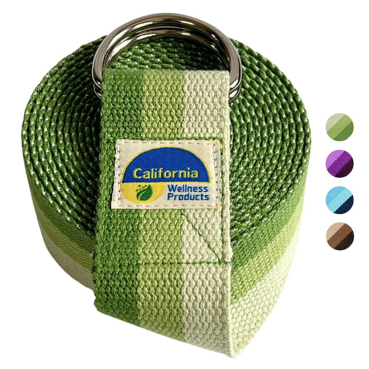 California Yoga Strap | Yoga Belt with Safe Adjustable D-Ring Buckle for Pilates | Stretching Strap | Exercise Bands | Physical Therapy | Improves Sitting Posture | Green | Pack of 1-10ft