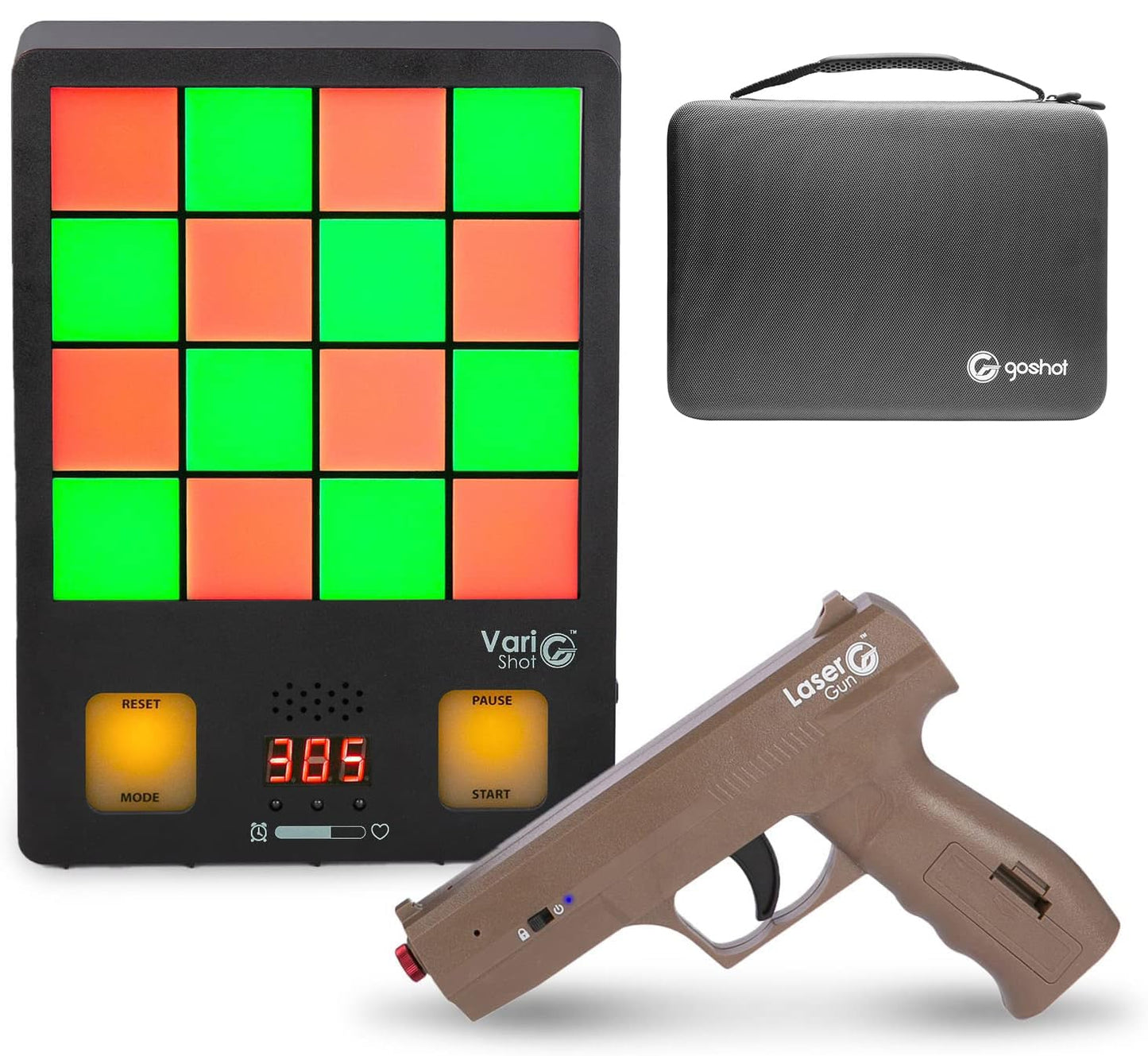 GoShot Laser Training System for Home Practice, Interactive Training Target with Laser Hit Detection & Timed Modes for Engaging Practice, Includes 2 Pistols, Class I Output <0.396mW