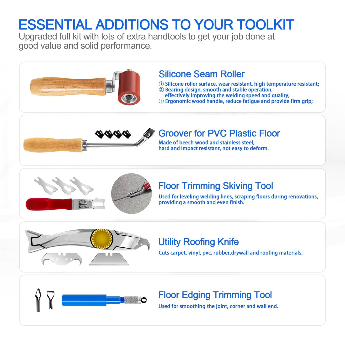 SWIGRANCE Hot Air Plastic Welder 1600W, Complete Accessories & Nozzles for Plastic Welding Roofing Kit 110V, Vinyl PVC TPO Roof Handheld Hot Air Heat Gun Plastic Welding Torch