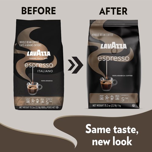 Lavazza Espresso Whole Bean Coffee - Medium Roast 100% Arabica | 2.2 lb Bag (Pack of 2)
