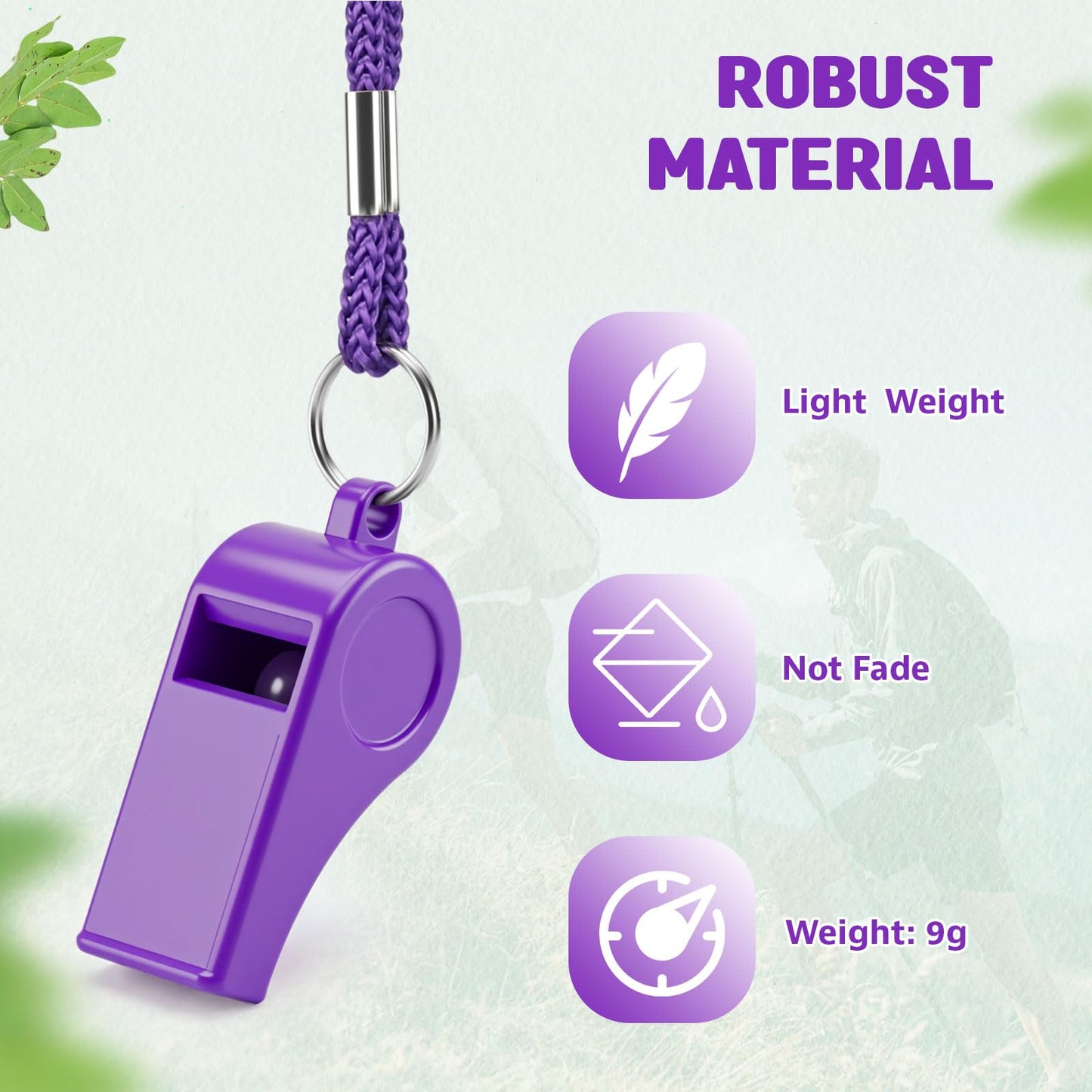 Honoson Whistle for Adults Plastic Safety Emergency Whistle Survival Loud for Lifeguard Coaches Hiking Outdoor Camping Accessories (Purple,100 Pcs)