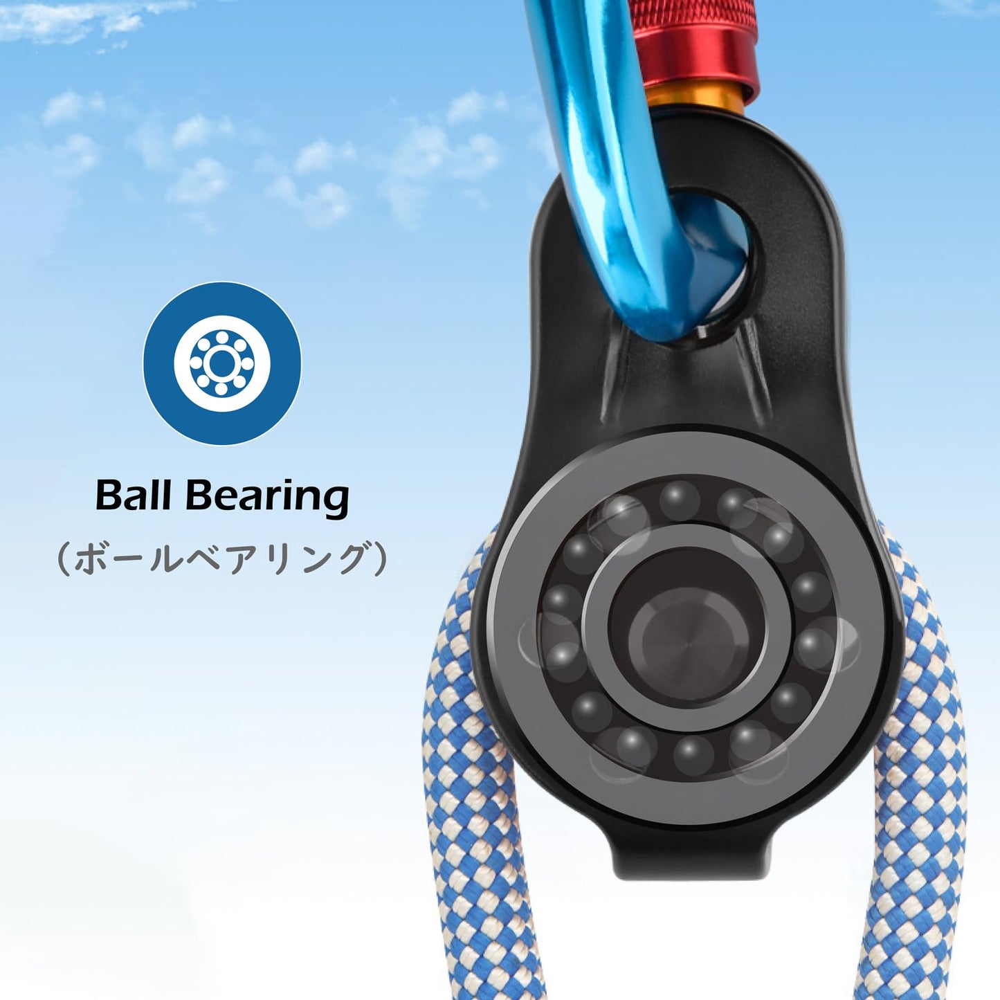 TRIWONDER 26kN Climbing Pulley CE Certified Rescue Pulley Single Sheave Aluminum Fixed Eye Rock Rope Pulley (02 26kN - Black)