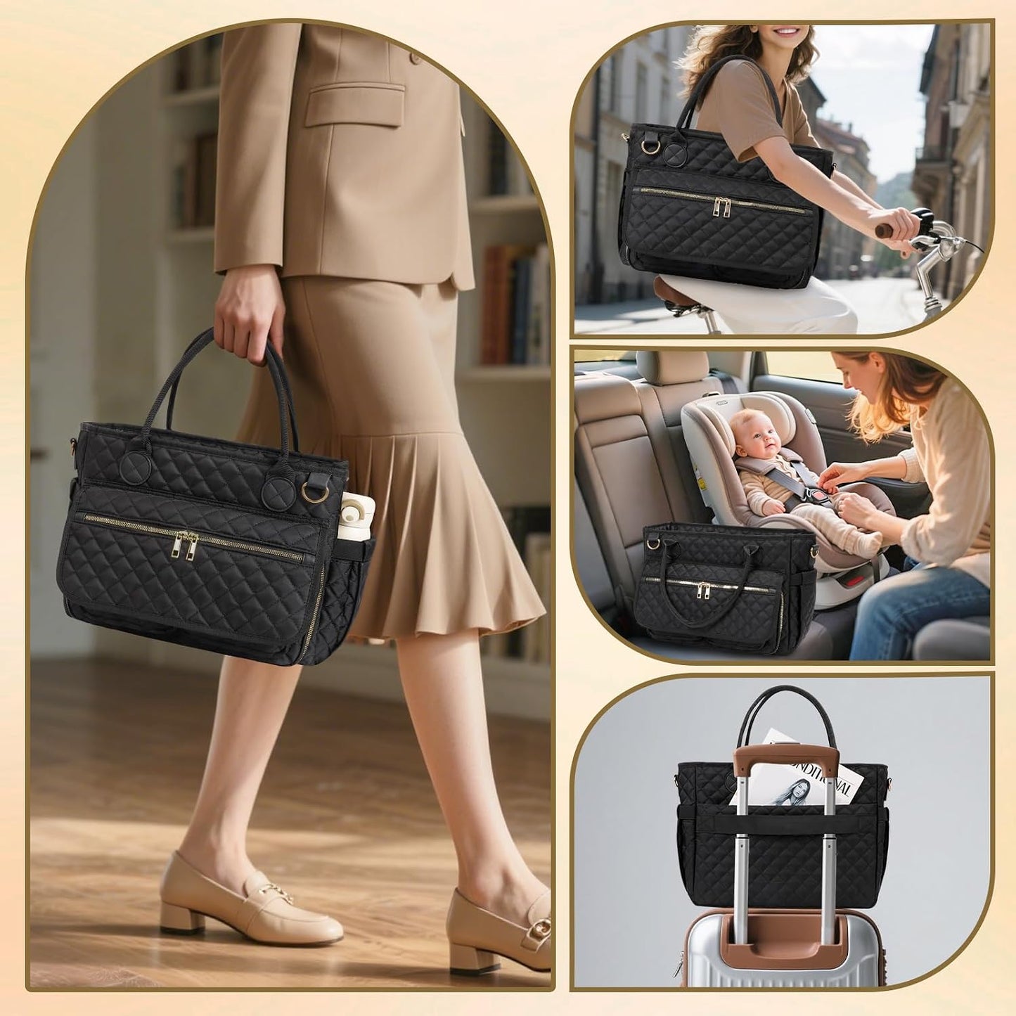 15.6 Inch, Teacher Tote Bag Large Work Tote Bag With Laptop Compartments, Quilted Women Messenger Bag With Shoulder