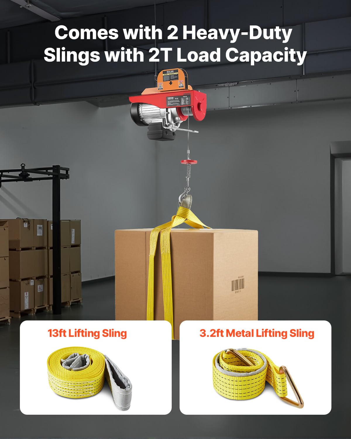 VEVOR Electric Hoist with Remote Control, 1320LBS Electric Winch, 110V Electric Hoist with 14ft Wired Control for Lifting in Factories, Warehouses, Construction Site, Attic