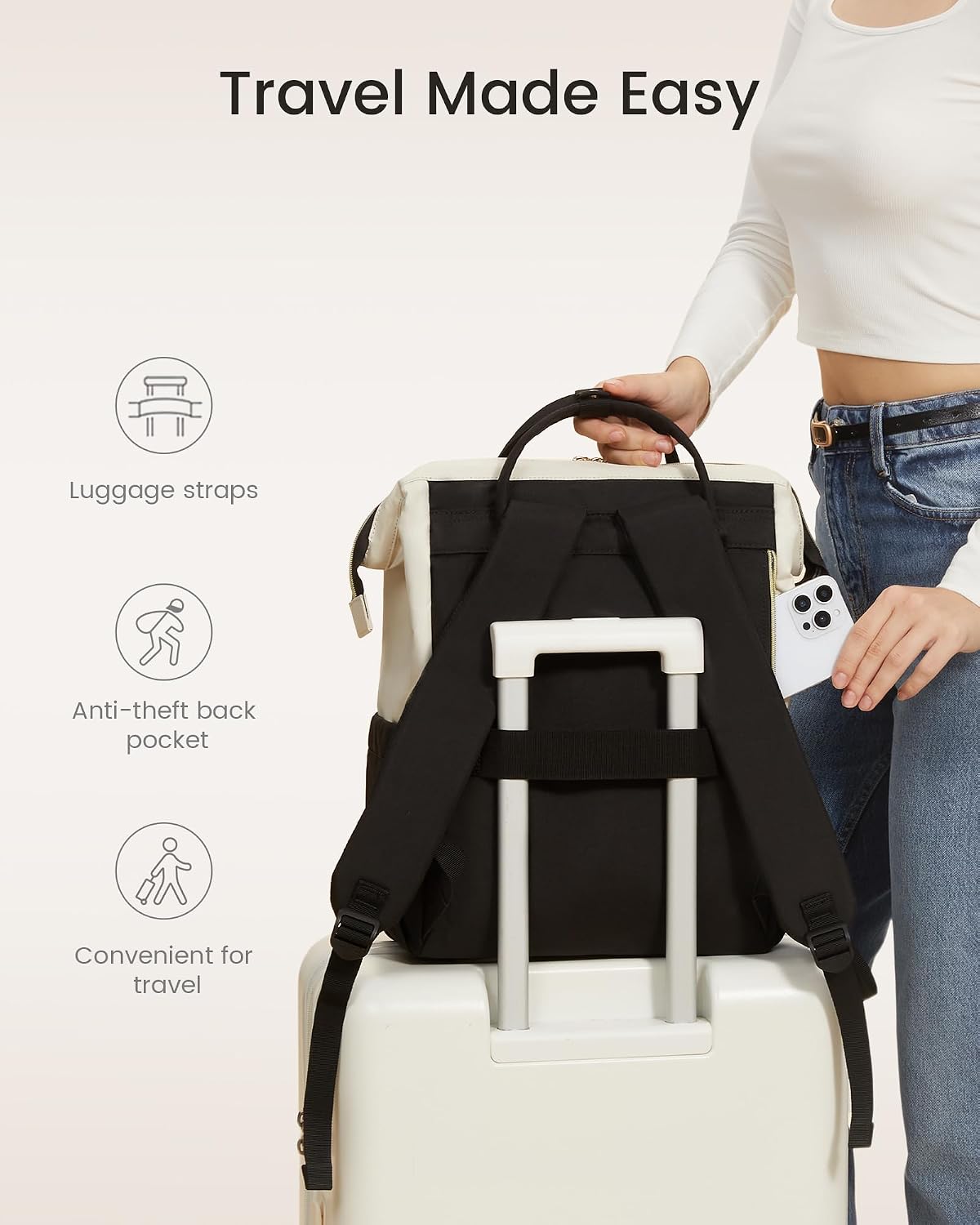 Backpack 15.6 Inch Backpacks LOVEVOOK Laptop for Women, Work Business Purse With Large Capacity