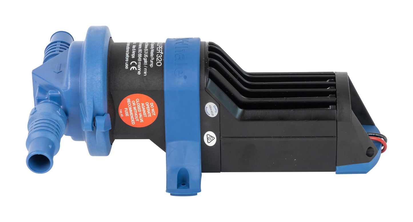 Whale Gulper 320 (24V) High Capacity Graywater Waste Pump, 5 GPM, Handles Waste from Multiple Drains - No Filters, Non Clog, BP2054