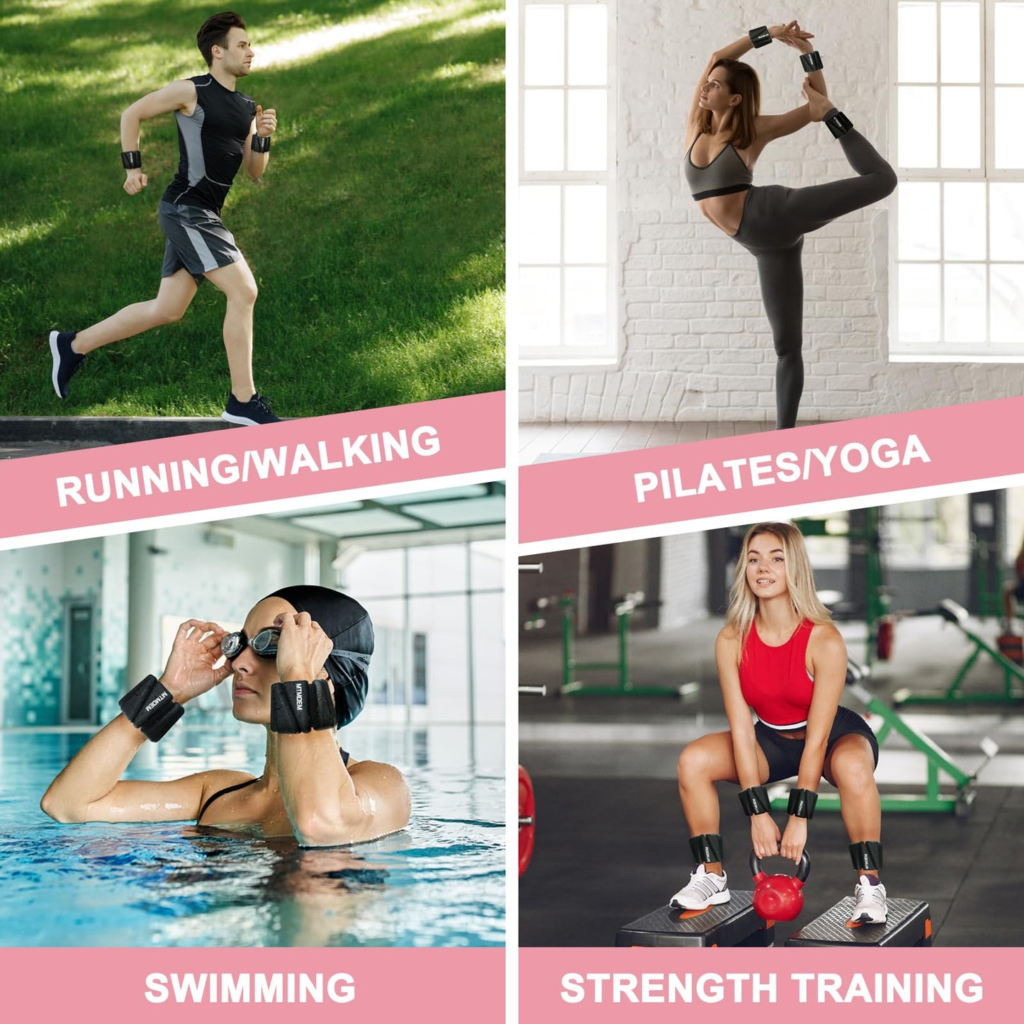 Ankle Weights for Women & Men, Adjustable Wrist & Ankle Weights 2 LB Each for Beginner & Pro, Soft Silicone Weighted Bangle for Walking, Pilates, Yoga, Running, Swimming, Arm & Leg Workouts (Set of 2)