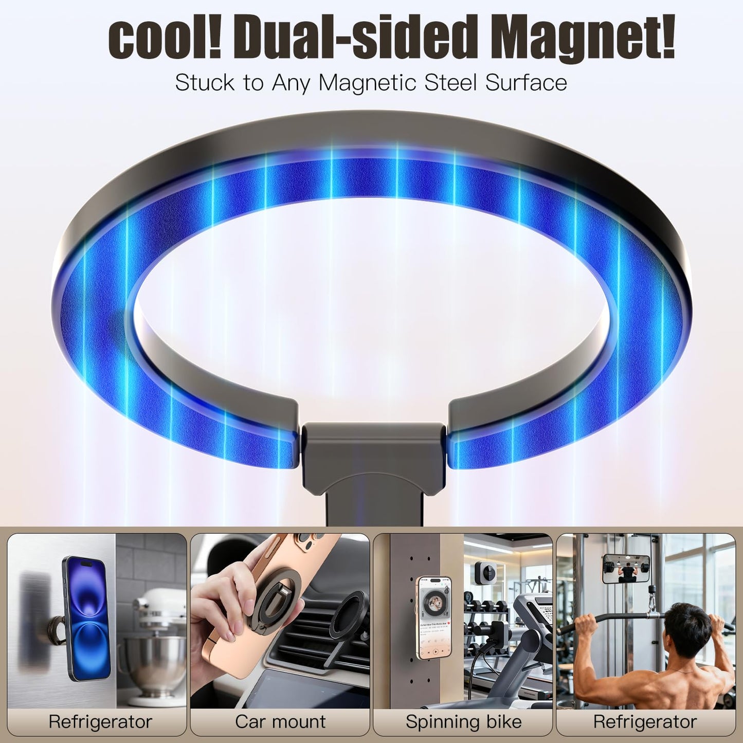 ZBHISHE Magnetic Phone Ring for MagSafe Grip [Dual-Sided Magnetic] [Super Magnet] [Magnet Phone Stand Grip Compatible with Car Mounts] Mag Safe Accessory for iPhone 17/16/15/14/13 Pro Max Plus, Grey