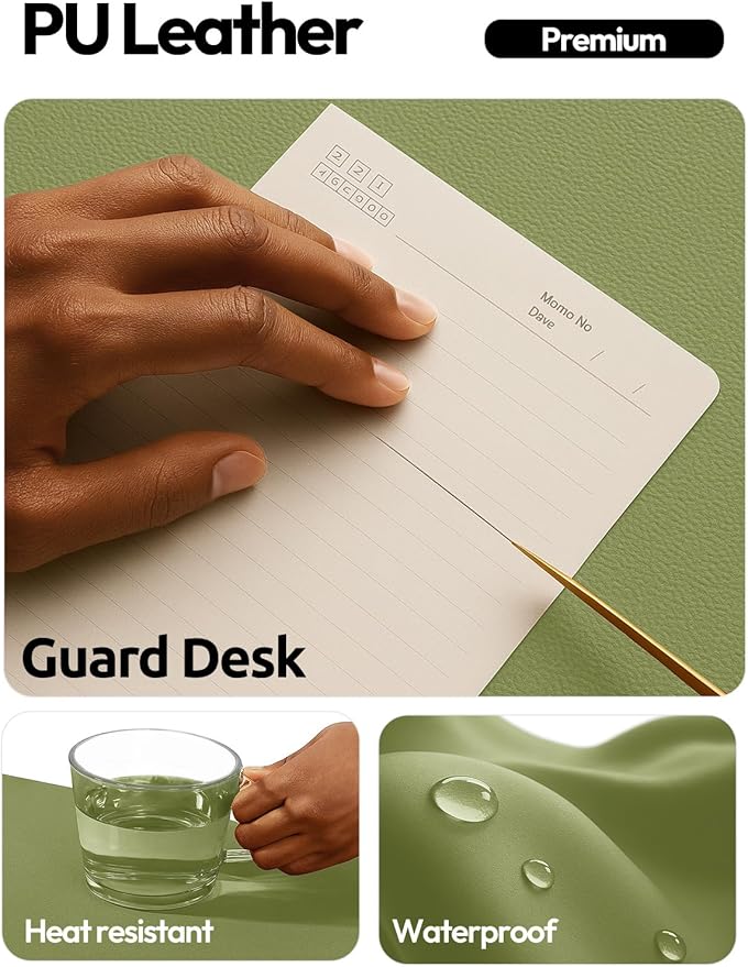 YSAGi Leather Desk Pad Protector, Office Desk Mat, Large Mouse Pad, Non-Slip PU Leather Desk Blotter, Laptop Desk Pad, Waterproof Desk Writing Pad for Office and Home (Green,55" x 24")