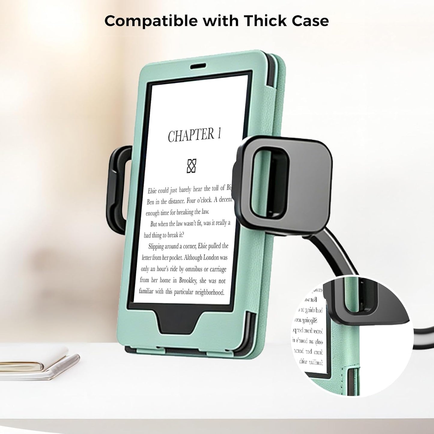 Kefotic Long Gooseneck Tablet Holder for Bed Works with Thick Case, eReader Stand Compatible with All Kindle Paperwhite