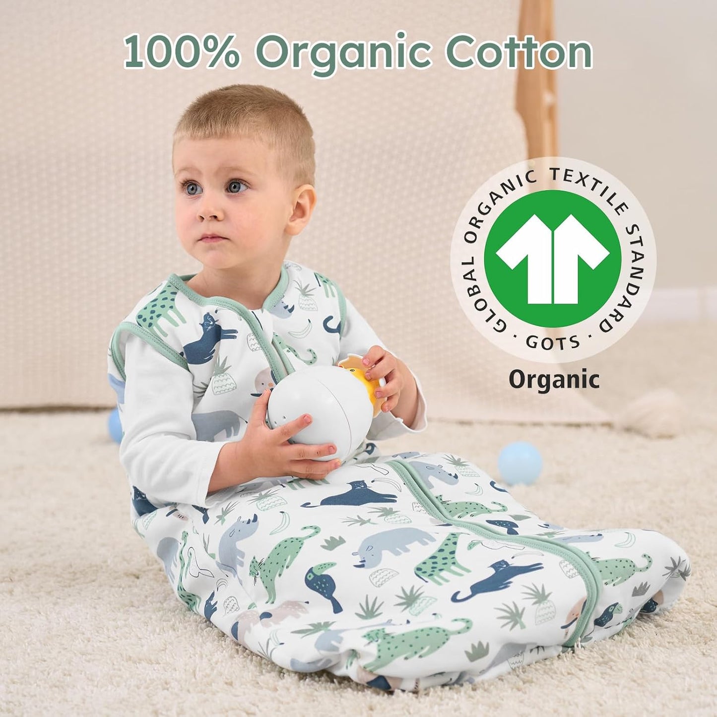 Yoofoss Baby Sleep Sack - 1.5 Tog Organic Cotton Wearable Blanket for 12-18 Months | Warm & Comfy