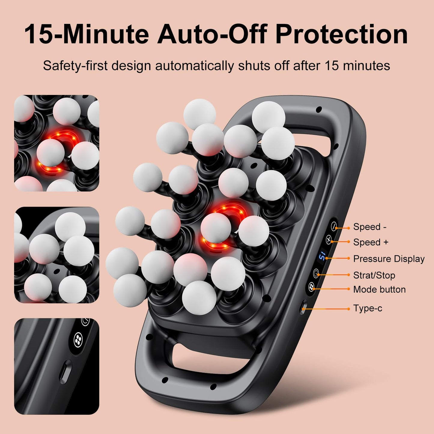 Fitiger Massage Gun Deep Tissue for Back, Shoulder and Neck Pain Relief, Powerful Shoulders, Back Massager, Legs, Foot Massager & Full Body Muscle Recovery with 20 Massage Heads, 3 Modes & 30 Speed