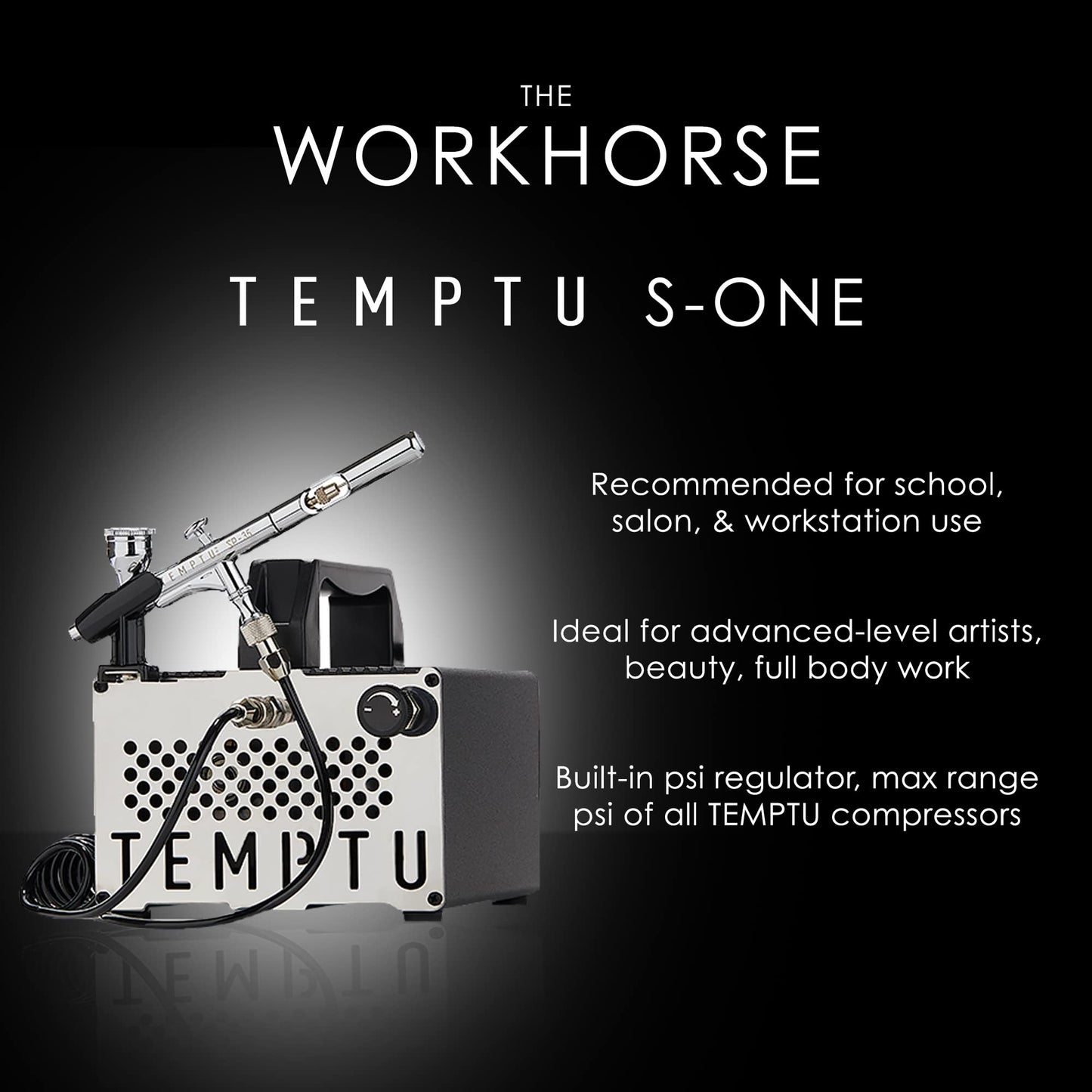TEMPTU S-One Premier Airbrush Kit: Advanced Airbrush Makeup Set for Professionals | Includes S/B Silicone-Based Foundation Starter Set and Airbrush Cleaning Kit | For Face & Body