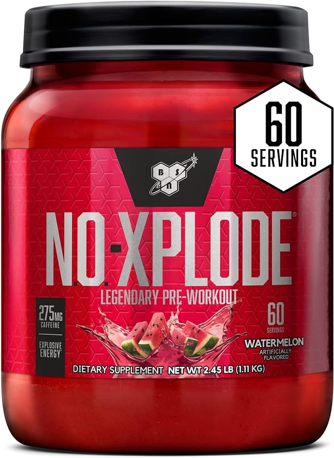 BSN N.O.-XPLODE Pre Workout Powder, Energy Supplement for Men and Women with Creatine and Beta-Alanine, Flavor: Watermelon, 60 Servings