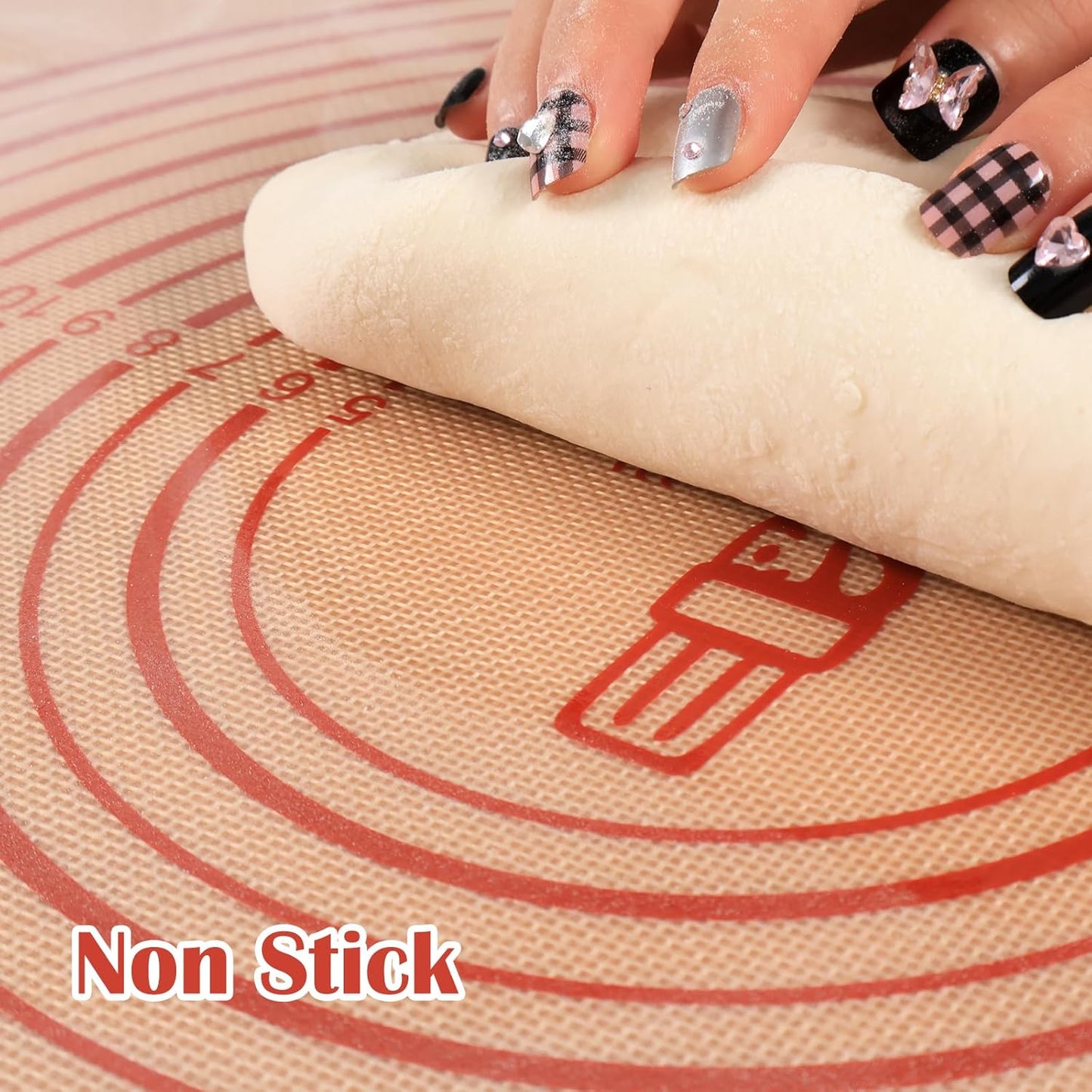 Skiennix Non-Slip Silicone Pastry Mat - Extra Large 36'' x 24'' for Baking & Dough Rolling | Red (Pack of 2)