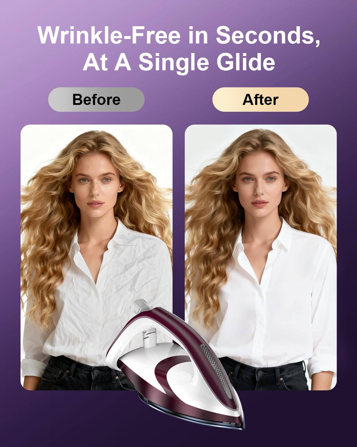Martisan Steam Generator Iron for Clothes, LED Steam Station, 1800W Power, 8 Bar Max Pressure, 1.9L Water Tank, 550g/min Steam Burst, Auto Off, Ceramic Soleplate, Fast Wrinkle Removal, Purple