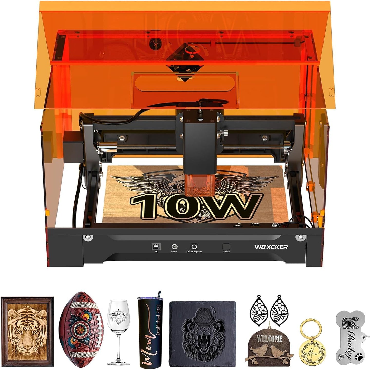 Laser Engraving and Cutting Machine, 10W 360° Enclosure Laser Engraver Pre-Assembled High-Precision for Metal Wood Acrylic Leather Glass Stainless Steel Beginner-Friendly (Class 1 Output 10000mW)