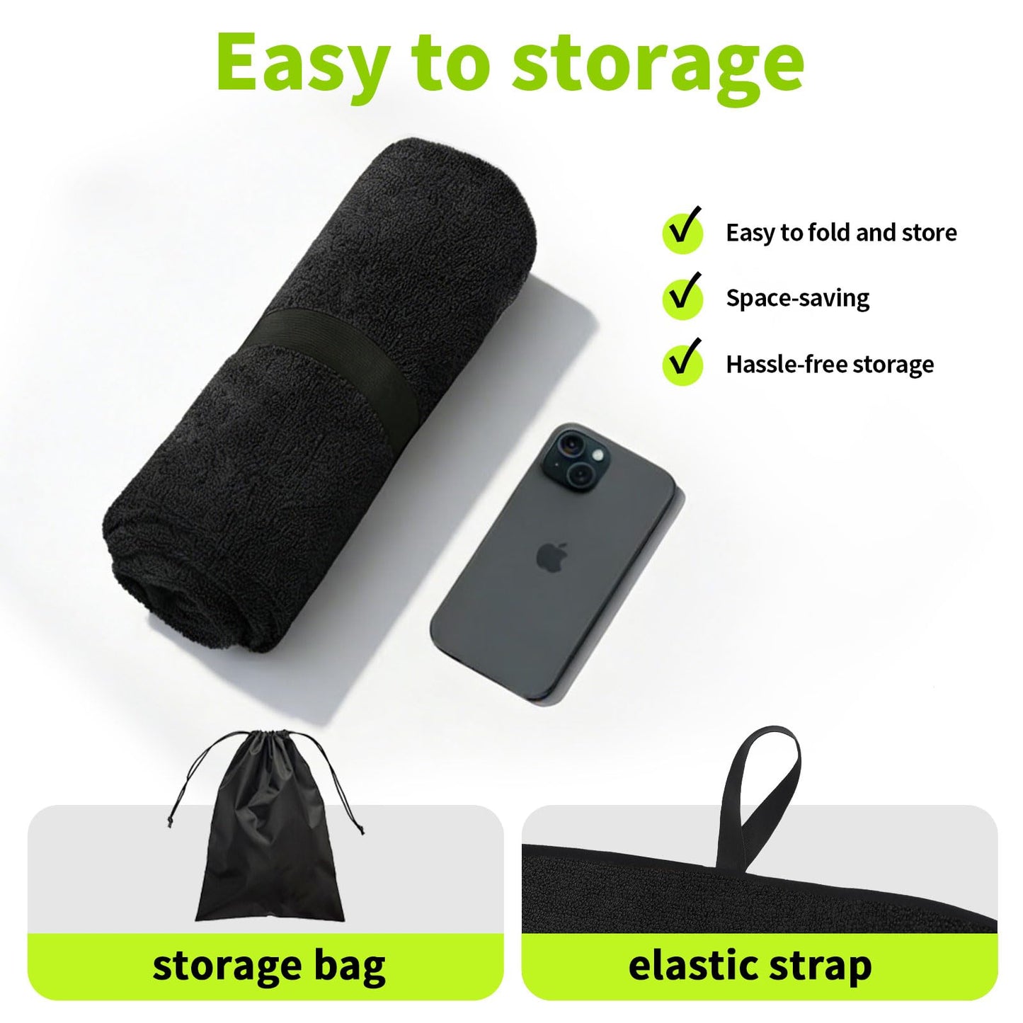 Leader Accessories Black Waterproof Sweat Towel Seat Cover Universal Non-Slip for Car Truck SUV Seat for Dog & Kid Workout Outdoor OR Sport Activities