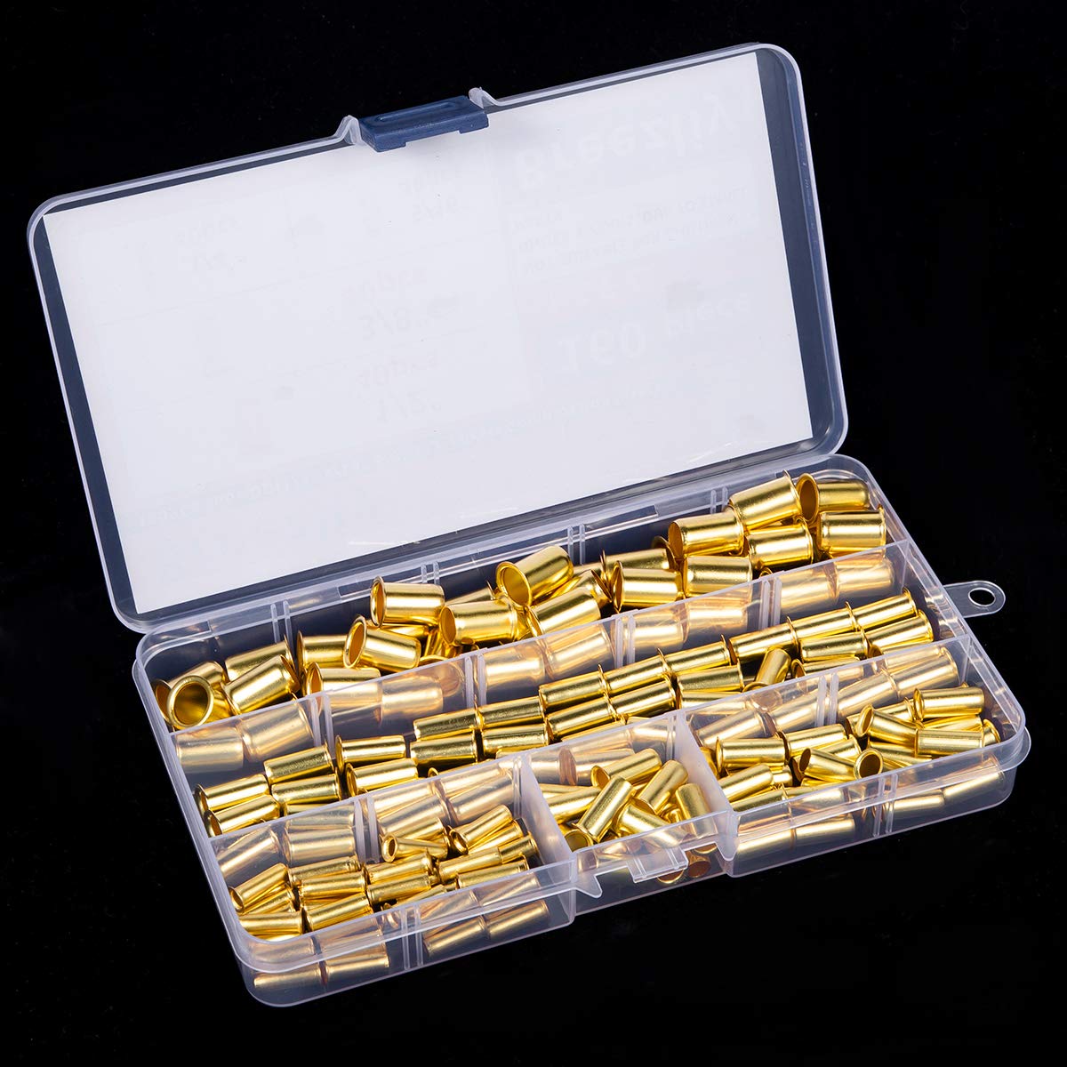 Breezliy 160pcs Tube OD(1/4" 5/16'' 3/8" 1/2") Brass Compression Insert,Brass Compression Fitting Assortment Kit, Insert Tube Support Compression Sleeve Fitting