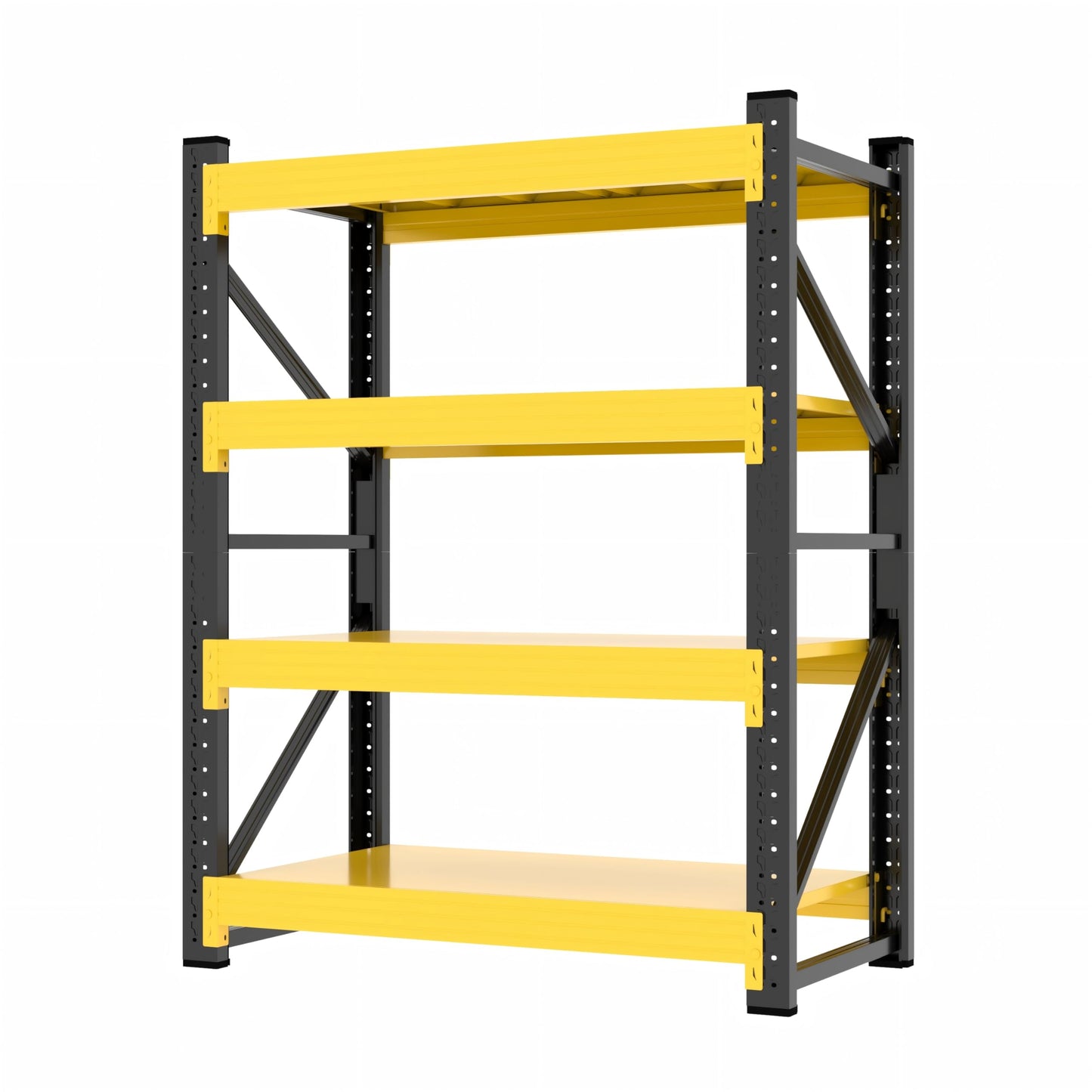 Kobito 48" W Garage Storage Shelves, 3000LBS Garage Shelving Heavy Duty Adjustable Shelving Unit, 4 Tier Metal Utitly Shelves Industrial Shelving for Warehouses,Basement,Black Yellow