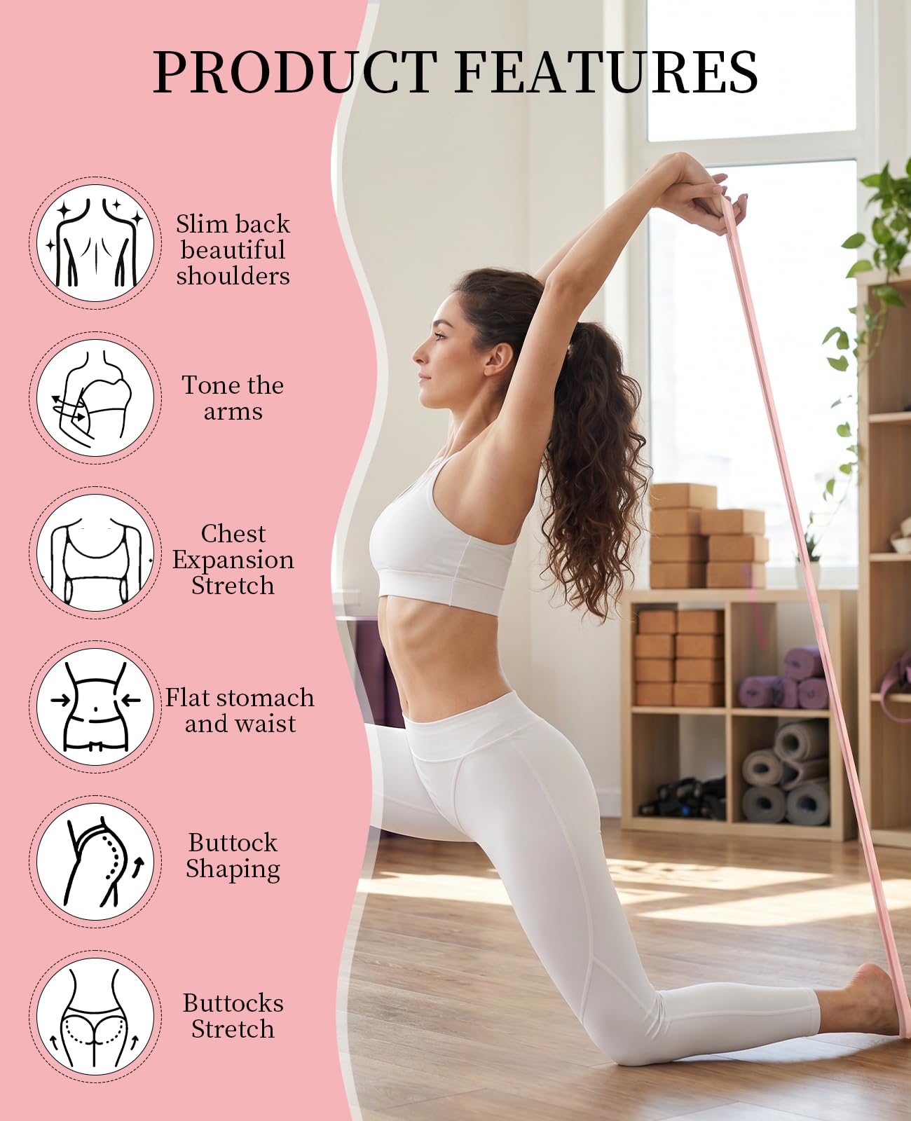 Waaqkid Figure 8 Resistance Band, 3pcs 15&25&35 Lbs Silicone Arm Posture Resistance Bands with Non-Slip Handles for Full Body Workout