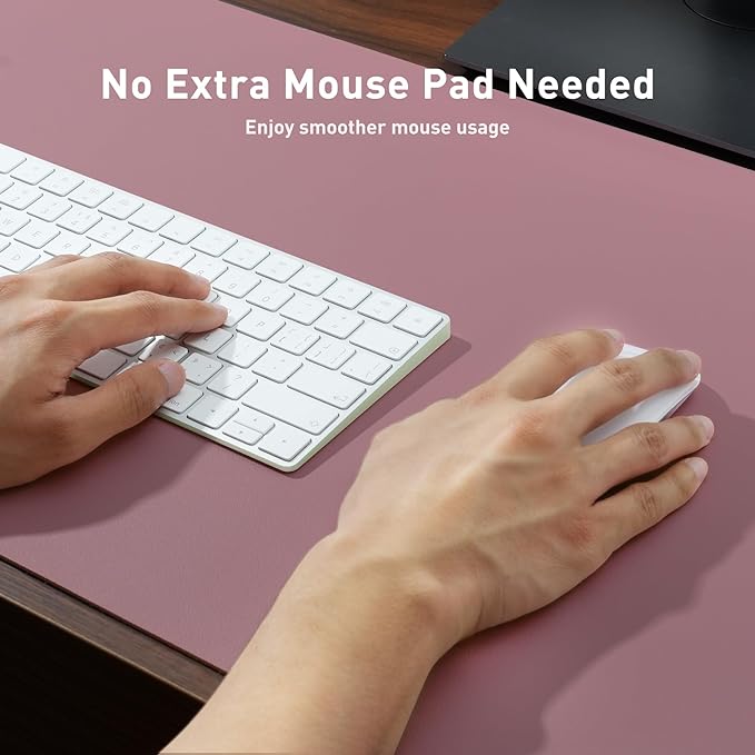 Leather Desk Pad Protector,Mouse Pad,Office Desk Mat,Non-Slip PU Leather Desk Blotter,Laptop Desk Pad,Waterproof Desk Writing Pad for Office and Home (Dark Pink,23.6" x 13.7")