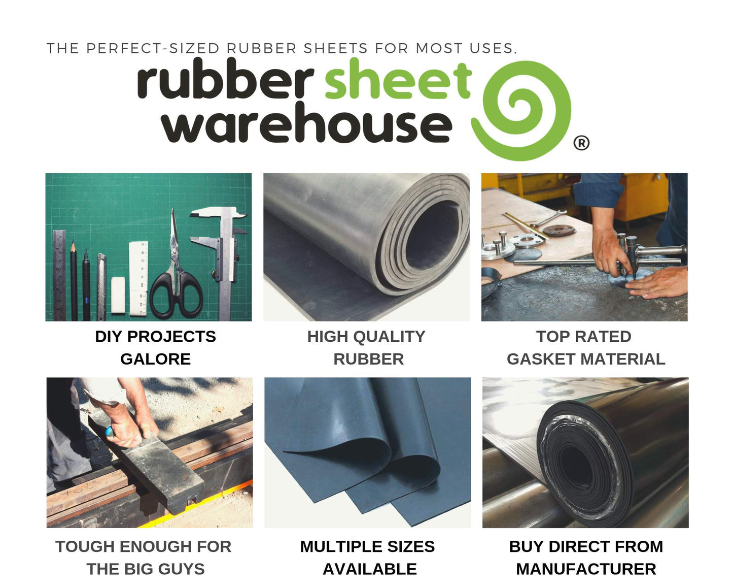 Neoprene Rubber Sheet, Rolls, Strips 1/4" (.250") Thick x 8" Wide x 10' Long Solid Rubber