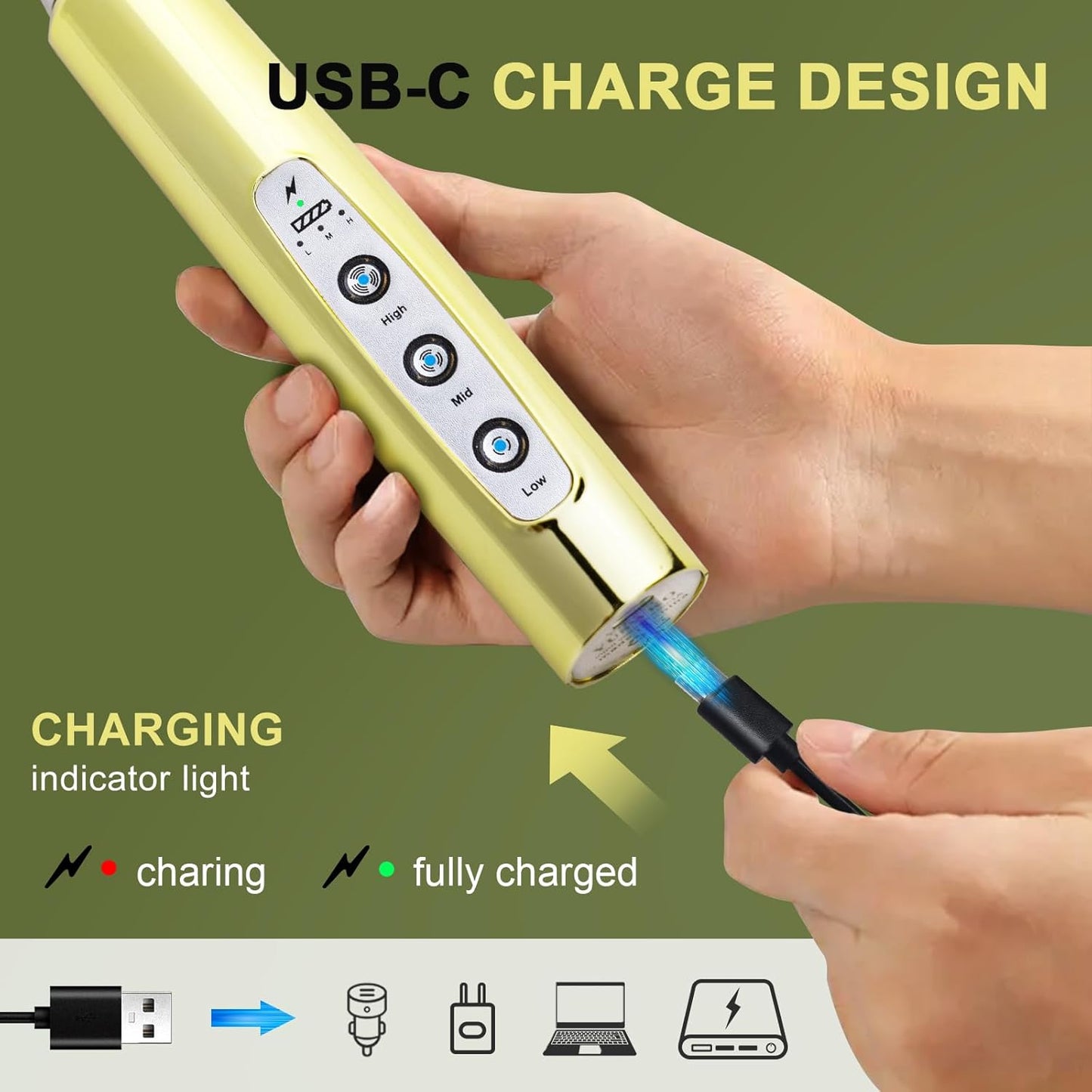 YUSWKO Handheld Milk Frother - Champagne Gold Electric Whisk with Stand, 3 Speeds & 3 Heads for Coffee, Latte & More