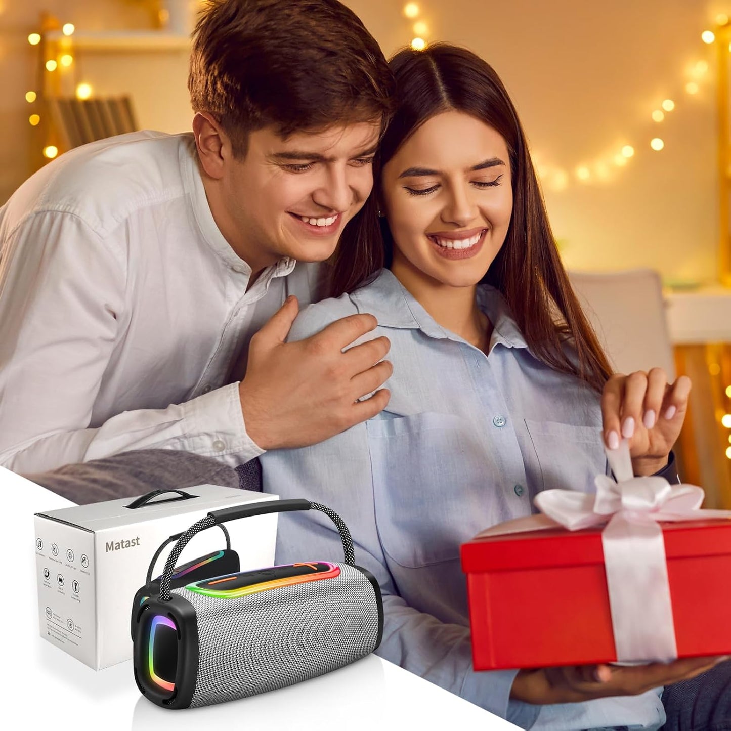 Matast 6000mAh, 36H BT5.4 24W IP6 Bluetooth Speaker Playtime Portable Wireless Speaker with Loud Stereo Sound