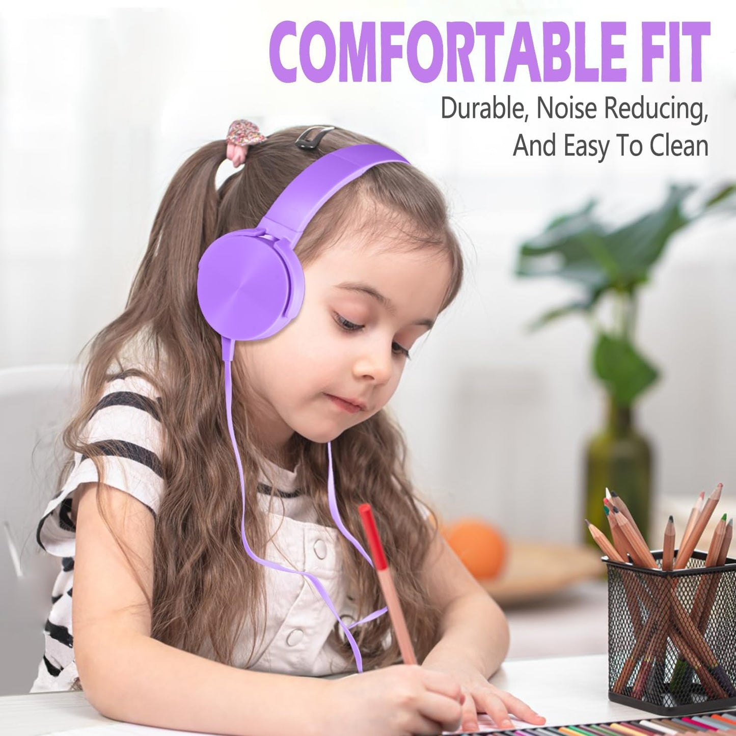 2 Pack Headset K-12 Kids Headphones for School Classroom, Wired Computer Online Learning for Students, Durable Soft