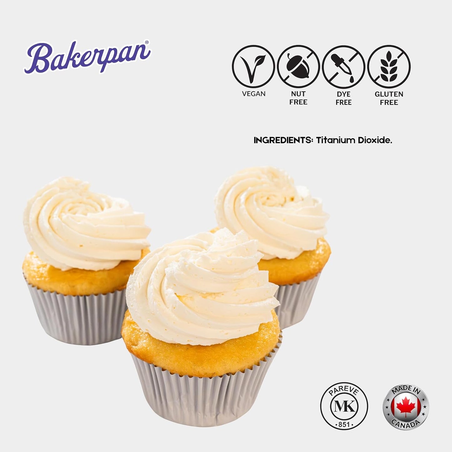 Bakerpan White Food Coloring Powder - Oil-Based, Dye-Free, Perfect for Frosting & Baking - 30g
