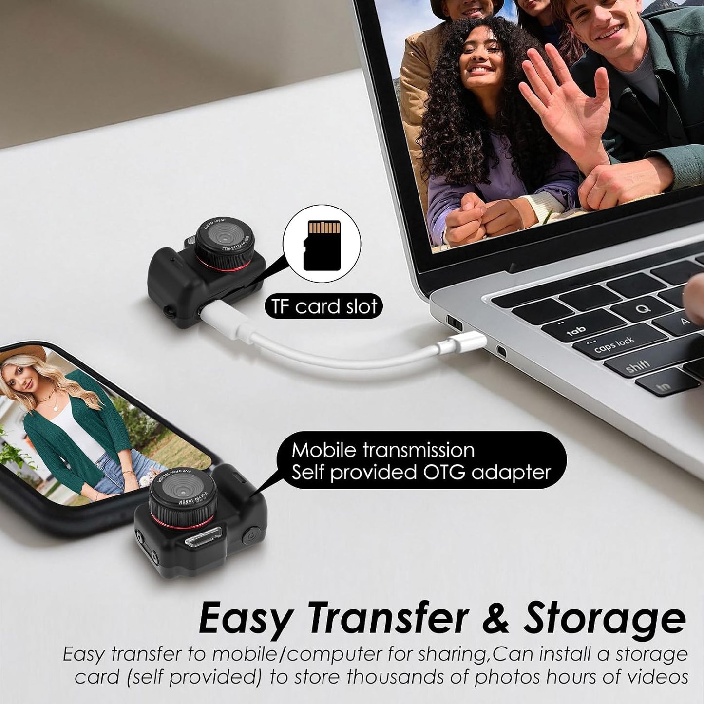 Fizocosisto 1080P Mini Camera Video, Mini Keychain Digital Camera Pocket Size,Recorder with Long Battery Life