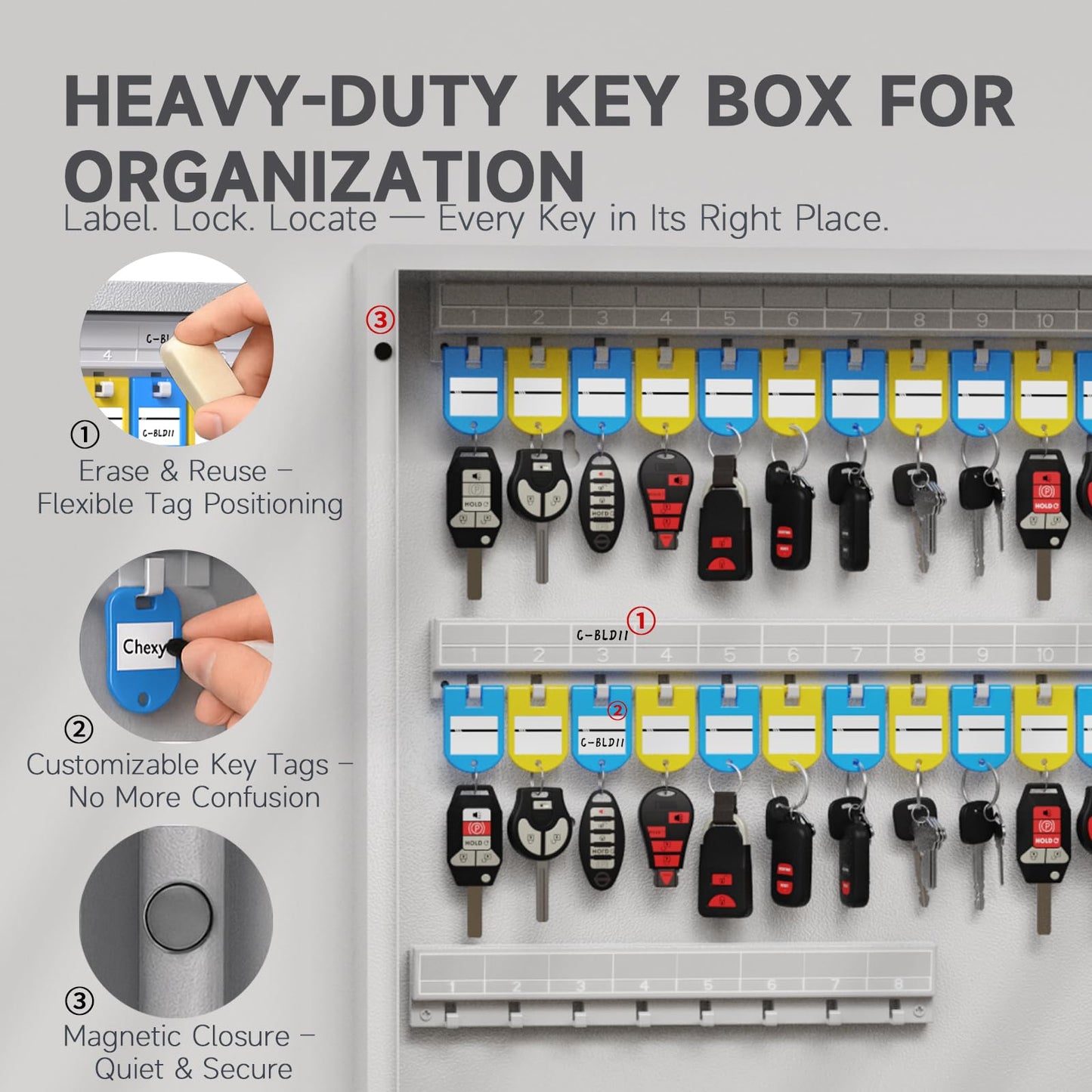 WeHere 104 Keys Lock Box, Key Management Cabinet Key with Drop Slot, APP Bluetooth, Digital Keypad, & WiFi Unlock, Access Log Tracking, Key Return Box for Hotel, Car Dealerships, Office, School