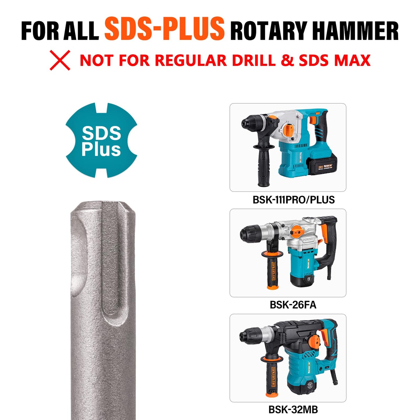 Berserker 1-1/4" SDS-Plus Rotary Hammer Drill with 3 in. SDS Plus Scaling Chisel