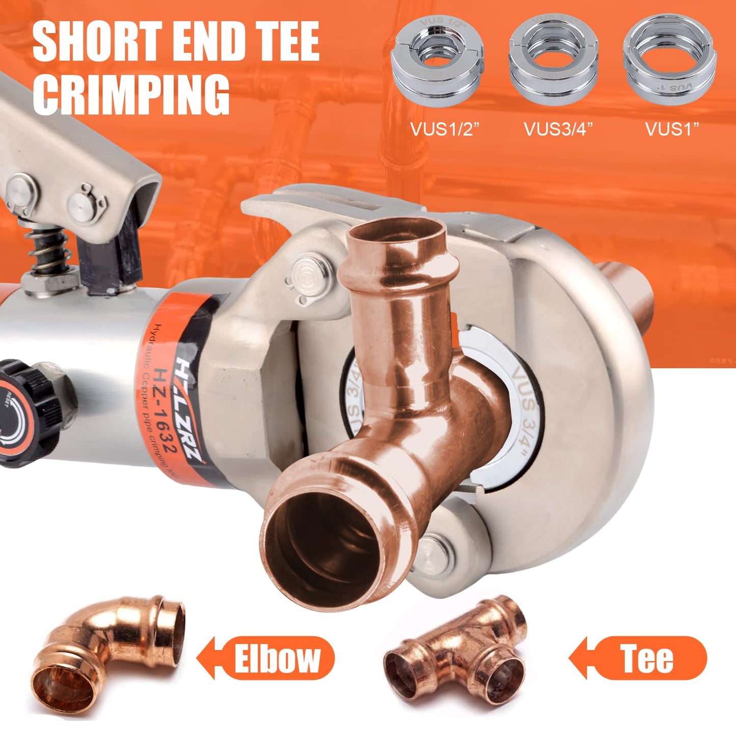 HZLZRZ Propress Tool for Copper Pipe, Hydraulic Tool Dies Jaw 1/2", 3/4", 1" with Pipe Cutter Suitable for Pressing Copper Pipe of Water Heating Crimper Tool