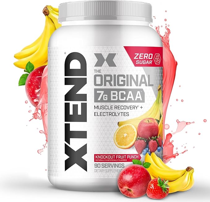Original BCAA Powder Knockout Fruit Punch | Sugar Free Post Workout Muscle Recovery Drink with Amino Acids | 7g BCAAs for Men & Women | 90 Servings