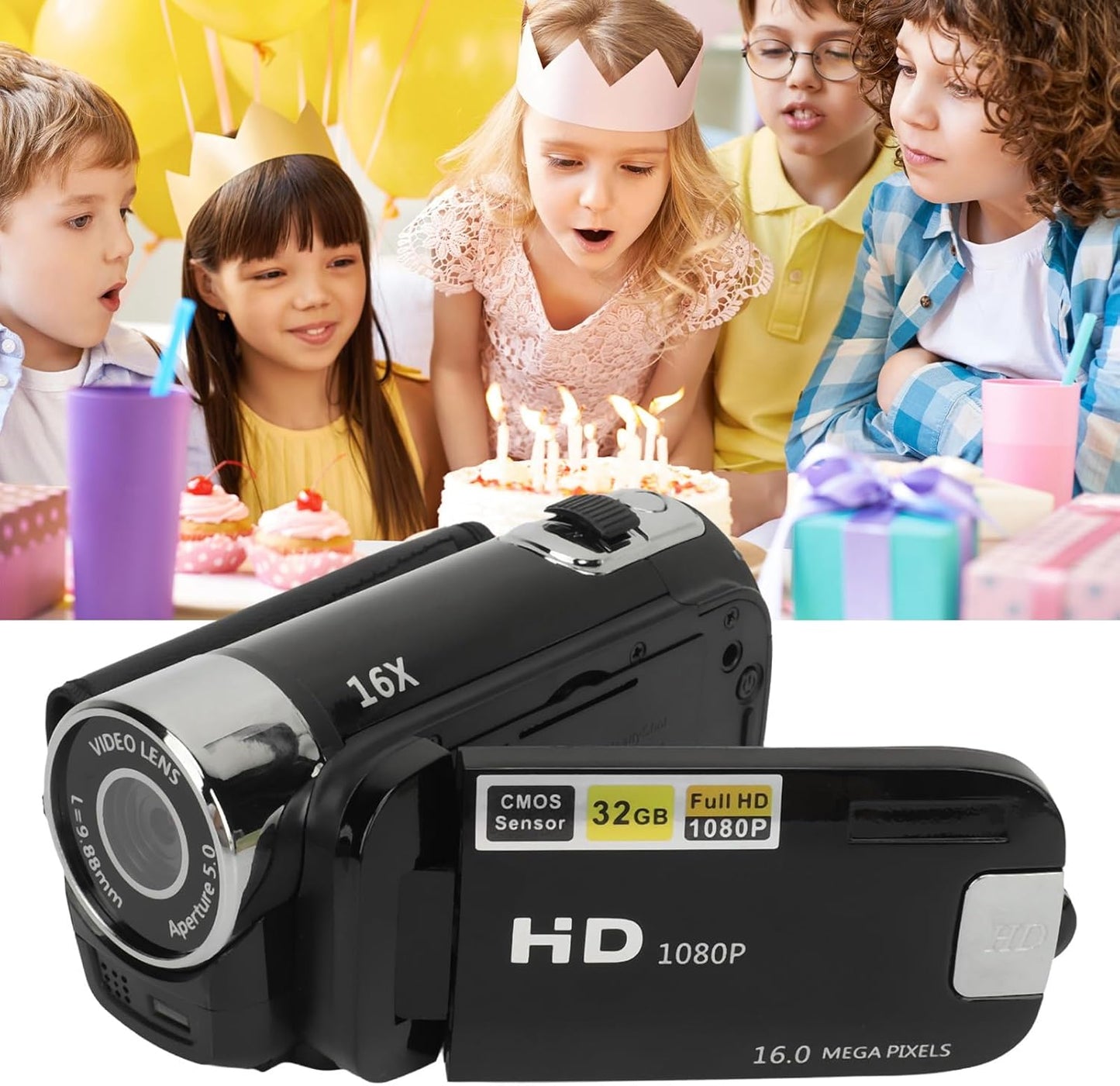 Xiuganpo 1080P 16MP 16X 2.4inch 360 32GB Camcorder, Digital Zoom Vlogging Cam Corder Recorder Video Camera Camcorder
