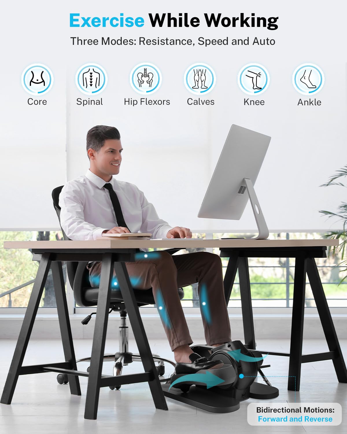 Gonex Under Desk Elliptical Machine Electric Seated Pedal Leg Exerciser Quiet Portable Fitness Exercise Equipment While Sitting with Remote for Seniors, 10 Resistance & 10 Speeds Fully Assembled
