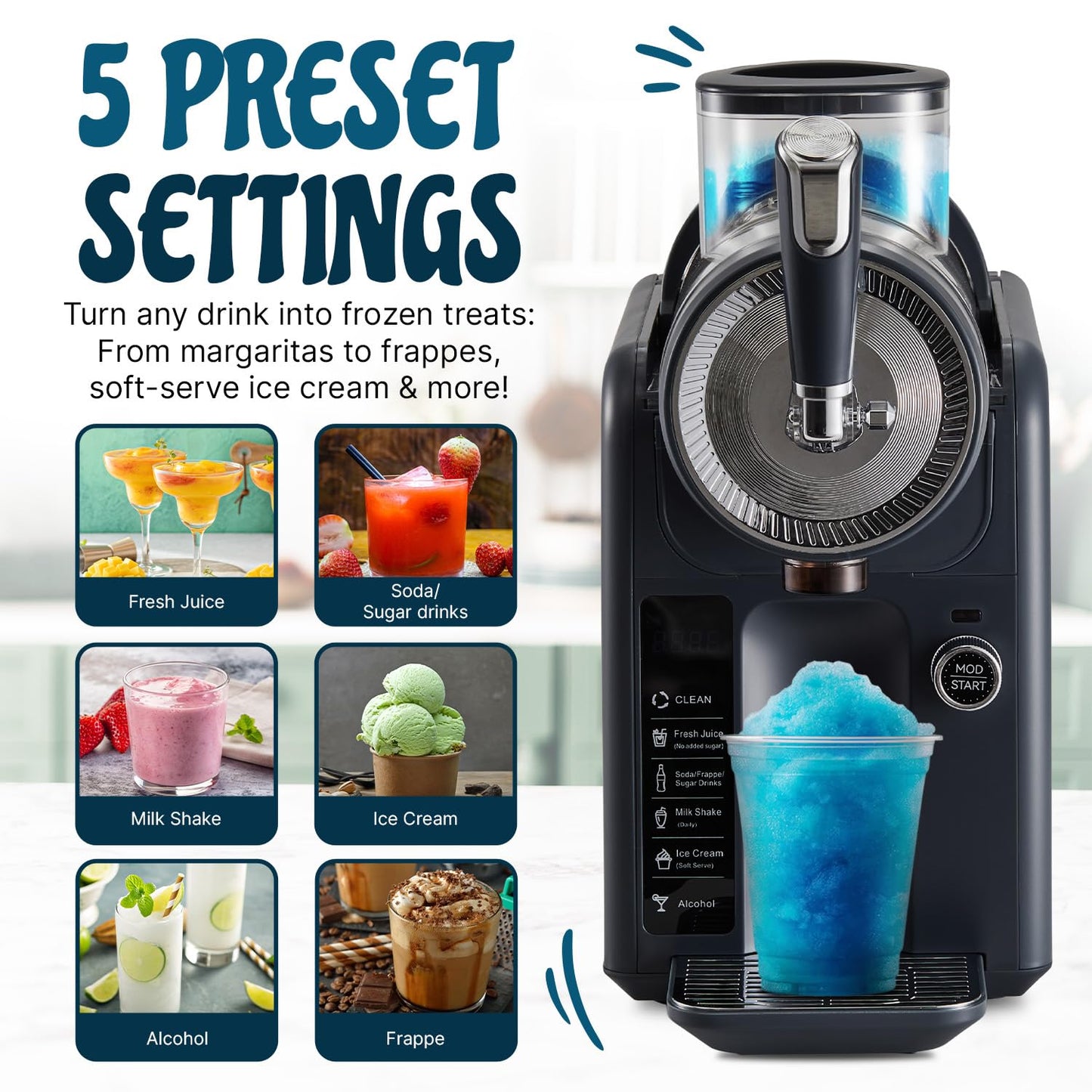 Slushie Machine for Home, No Ice Needed Professional Frozen Drink Maker & Soft-Serve Ice Cream Machine- 1.8 L Capacity Slushy Machine for Margaritas, Daiquiris, Juices, Cocktails, Frappes & More