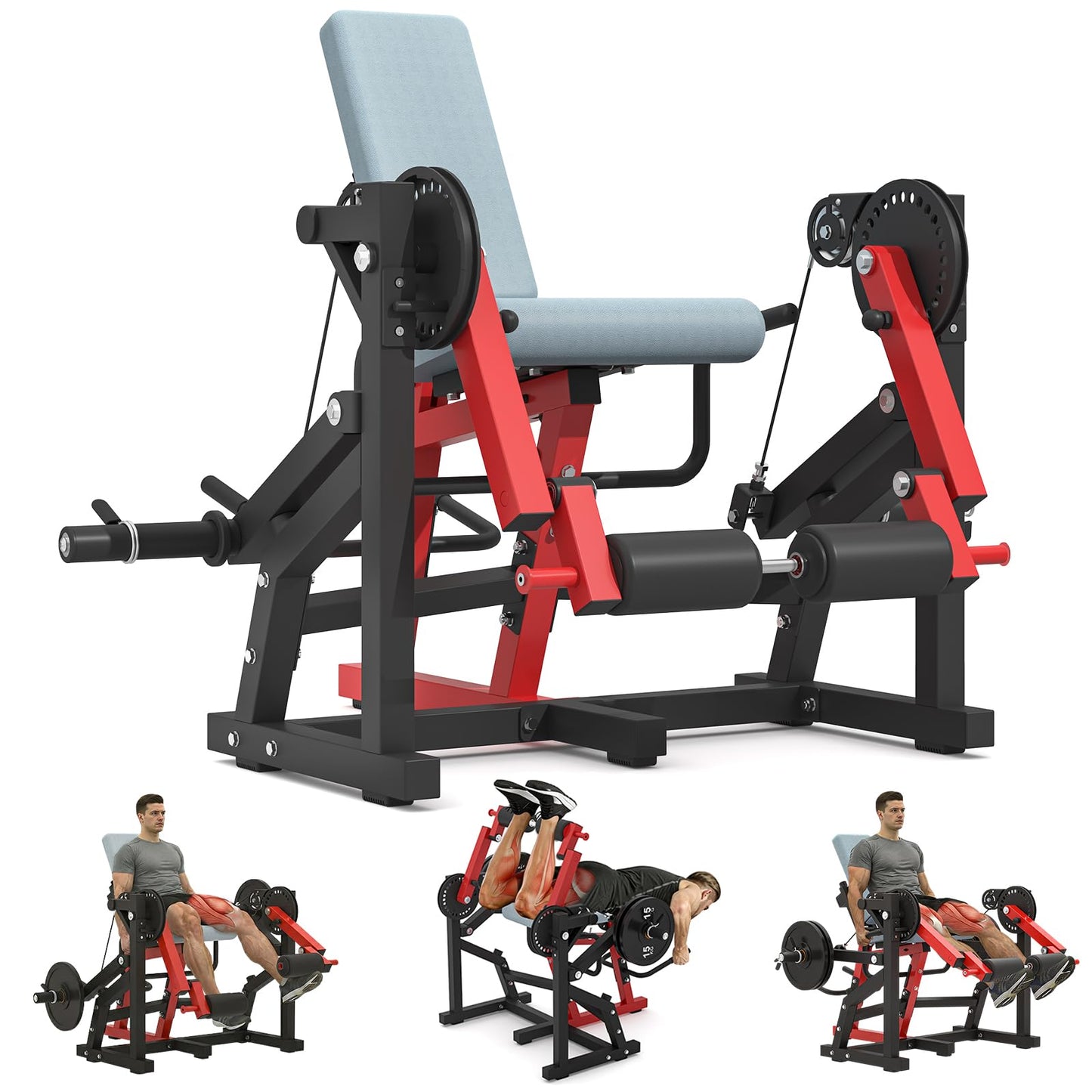 Leg Extension and Curl Machine feat Unilateral & Bilateral, Convertible Seated Leg Extension and Lying Leg Curl Bench for Home Gym, Quad and Hamstring Lower Body Leg Workout Equipment