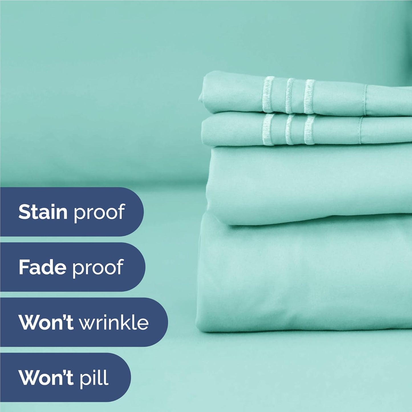Regine Switzerland Twin XL Sheet Set - Comfy Cooling Bed Sheets - Luxury Hotel Quality - Deep Pockets, Soft, Wrinkle-Free - Spa Blue