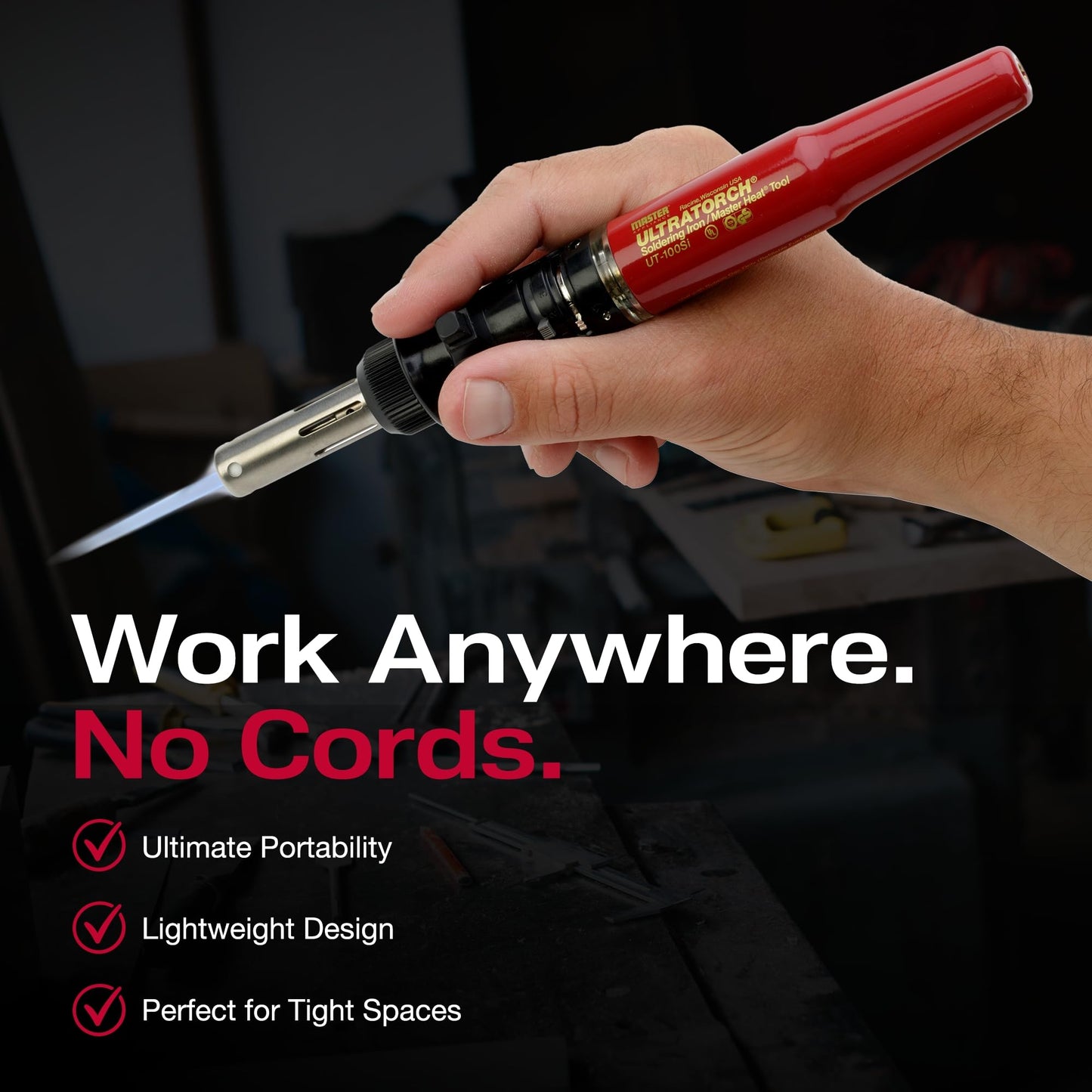 Master Appliance Ultratorch UT-100SiK Butane Powered Cordless Soldering Iron, Flameless Heat Tool for Wire Connectors and Pinpoint Butane Torch, 3 in 1 Tool with Metal Case - USA Company