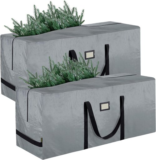 BALEINE Christmas Tree Storage Bag - Heavy Duty 9 ft Extra Large with Reinforced Handles & Dual Zippers | Grey, 2-Pack Combo