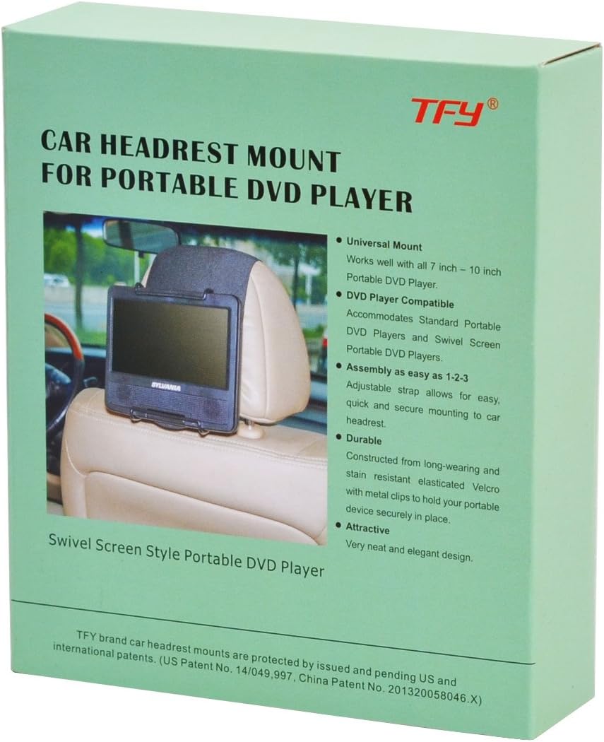 TFY Universal Car Headrest Mount Holder for Portable DVD Player