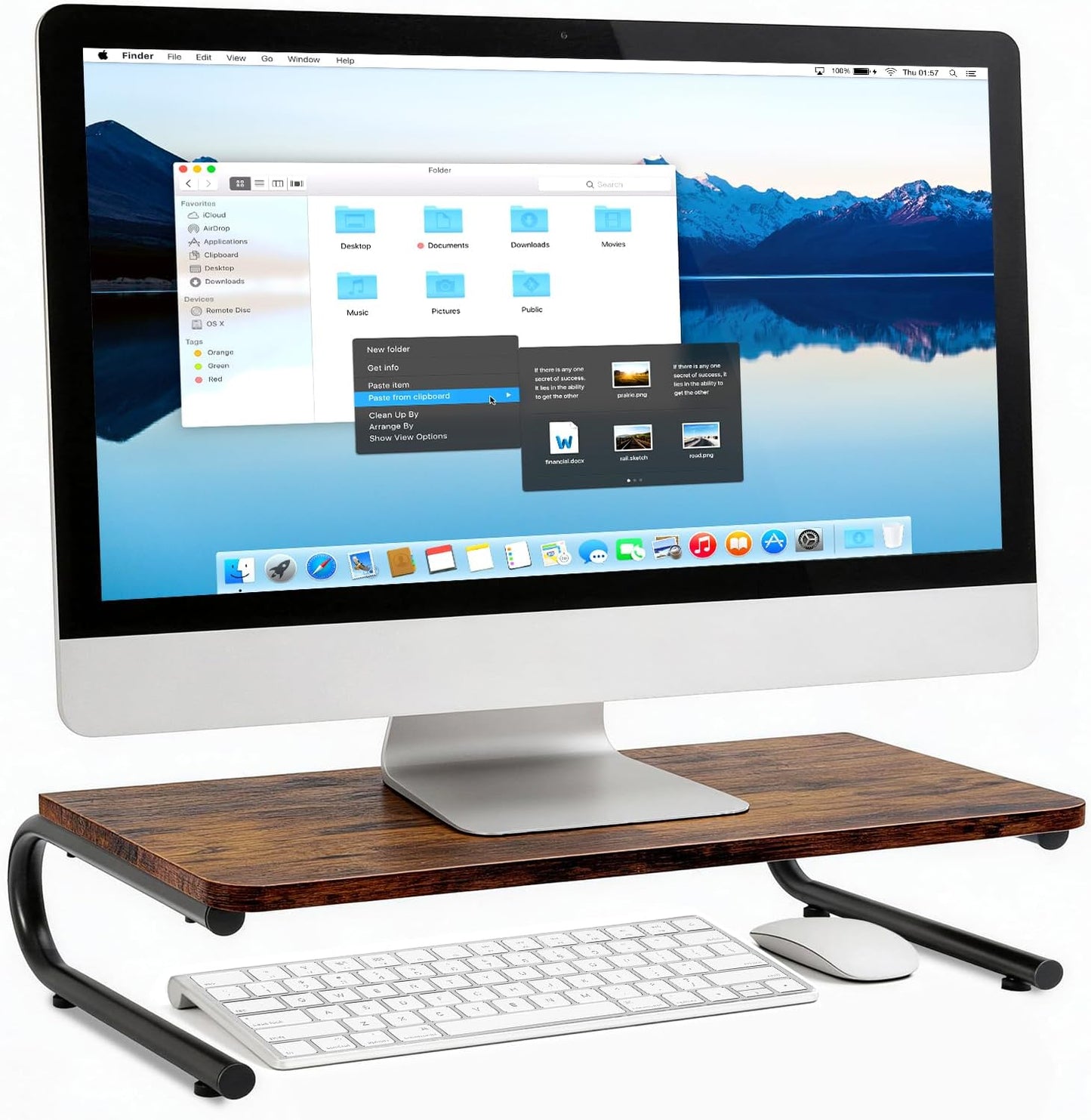 ARCOBIS Monitor Riser for Desk, Wood & Metal Computer Monitor Stand, Laptop, PC, Printer Stand Riser, Rustic Brown