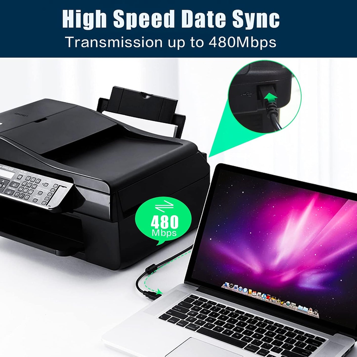 10FT 450 Replacement USB PC Data Transfer Host Cable Cord Printer Cable for DYMO Label Writer Twin Turbo Label Printer