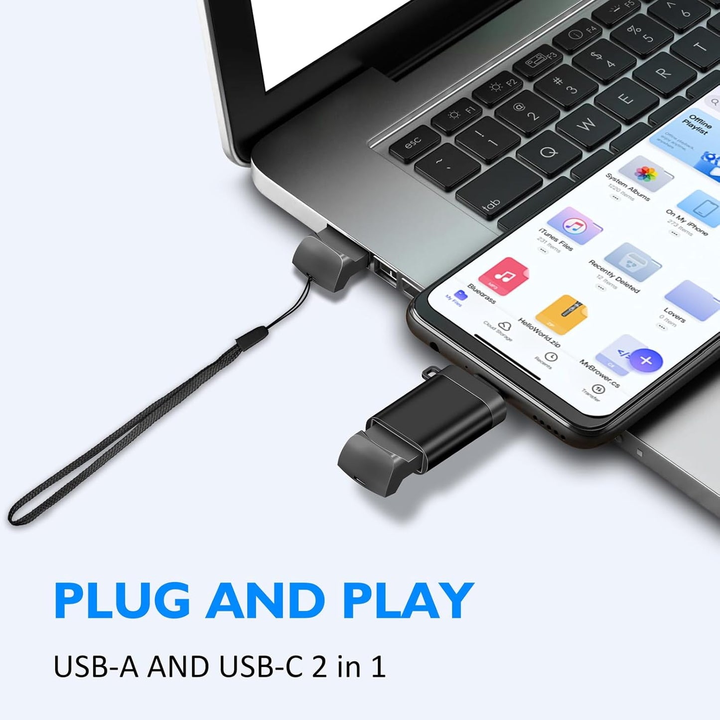 EASTBULL 16GB 2.0 5 Pack FAT32 16 5 1 USB Small Flash Drives with A USB-C Adapter, Mini USB Drives Small Thumb Drive GB