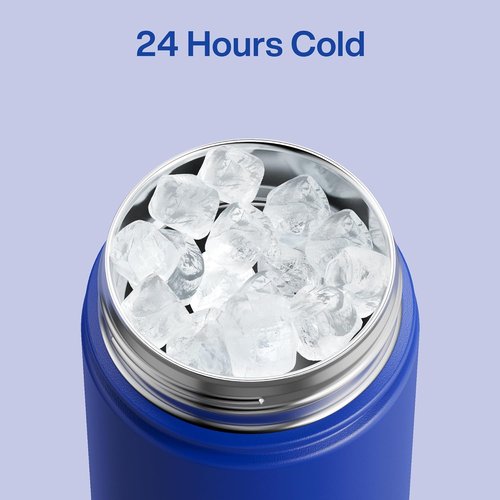 ENCOOL Insulated Water Bottle - Leak-Proof Stainless Steel with Straw | Keeps Drinks Cold for 24 Hours (26 oz, Beaucoup Blue)